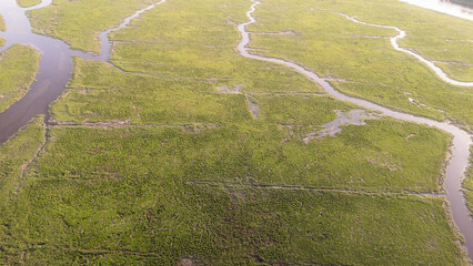 Aerial Drone of Laurence Harbor Old Bridge New Jersey 