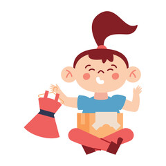 cute girl with clothes for donation