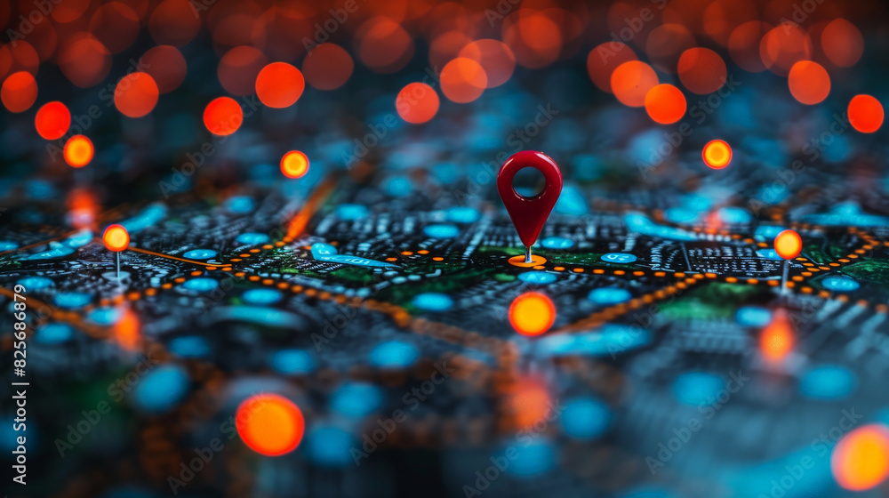 Poster pin location icon for navigation or map, generative ai