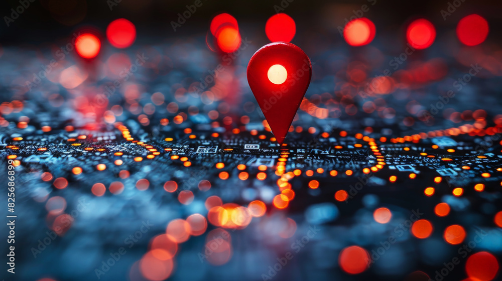 Poster pin location icon for navigation or map, generative ai