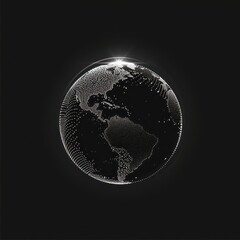 illustration of an earth made from data points with black background