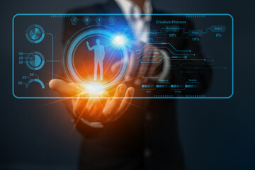 Business , customer Relationship Management (CRM) with global structure Human Resources network technology and data exchange development. customer service, social media. digital marketing online.