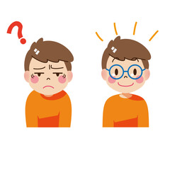 眼鏡をかけた男の子のイラスト