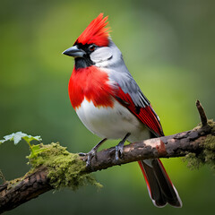 Red crested cardinal bird