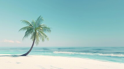 Obraz premium beautiful beachside palm tree with copy space for advertising banner poster card design
