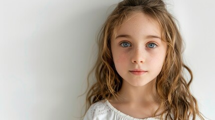 A Portrait Of A Young Girl Against A White Background, Her Expression Serene And Filled With Youthful Grace, Hd Images