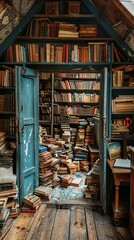 An old attic filled with forgotten books, their stories waiting to be rediscovered on Book Lover Day