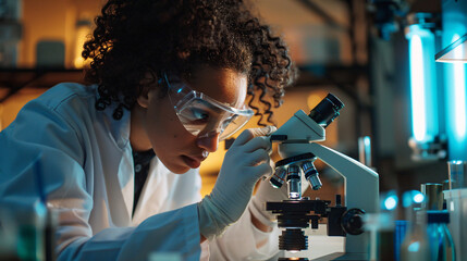 Scientist preparing a sample for microscopic examination