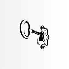 Key open the door logo template design isolated on grey white gradient background.