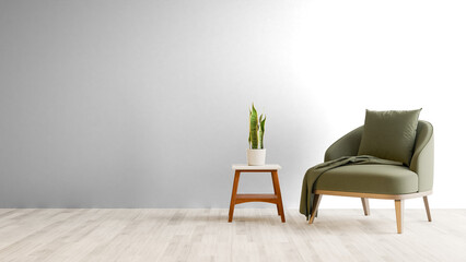 a chair and a table in a room