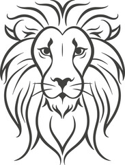 Abstract minimal lion line art