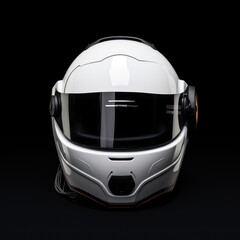 realistic full face white helmet on a black background