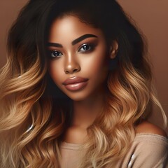 Naklejka premium portrait of a woman with ombre hair