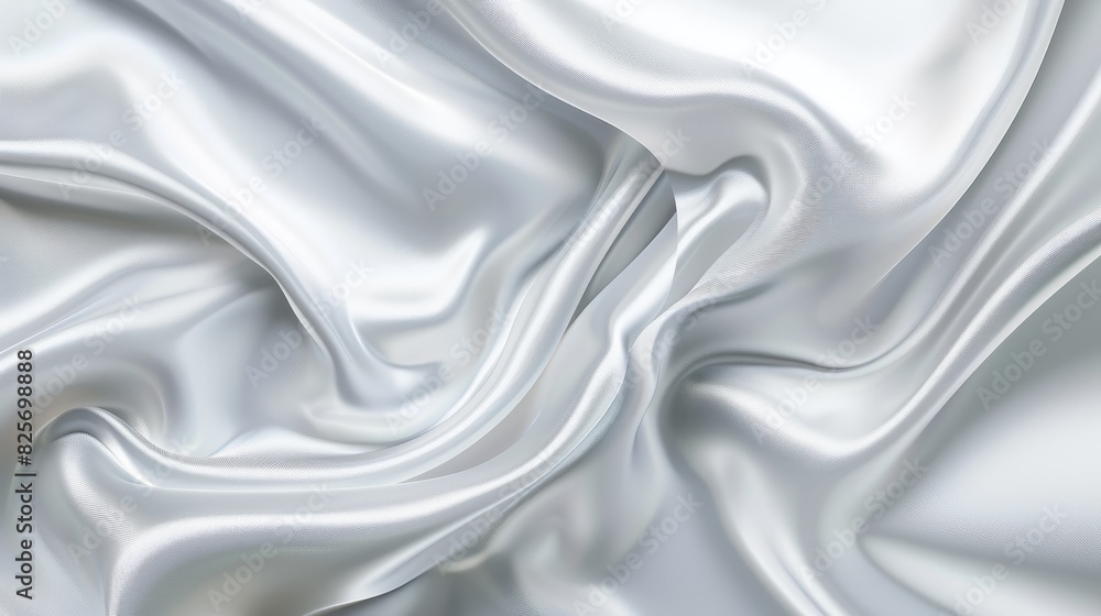 Poster simple white background with smooth curved satin waves for product or text design