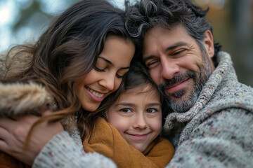 Family hugging
