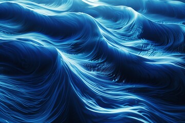 Abstract blue waves, copy space, flowing energy, surreal, composite, oceanic backdrop