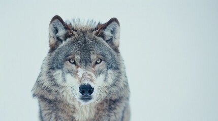 Portrait of a wolf with copy space