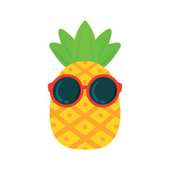 Pineapple wearing red sunglasses summer cartoon vector illustration