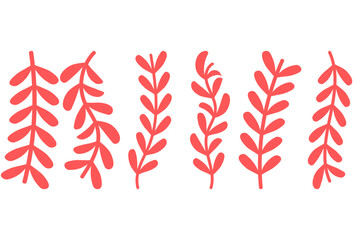 Flower vine icon set. Botanical decoration vector