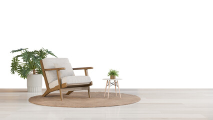 a chair and a table in a room