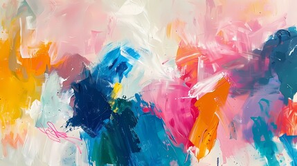 Playful bursts of color explode onto the canvas, expressing a sense of joy and spontaneity in an...