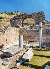 Scenic ruins of the latrines of Ephesus (Efes) at Turkey