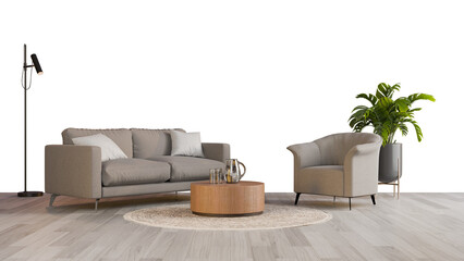 a living room with a couch  chair  and coffee table