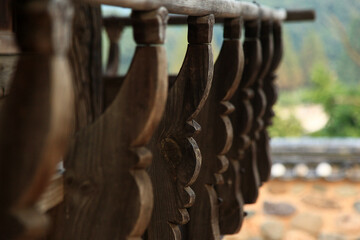 View of the wooden fence in the old traditional Korean house