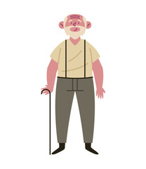 elderly man with a walking cane