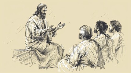 Wisdom and Instruction: Jesus Teaching a Parable, Biblical Illustration Highlighting His Teaching