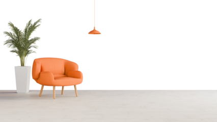 a chair and a potted plant in a room