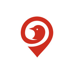combined logo of bird's head and location icon