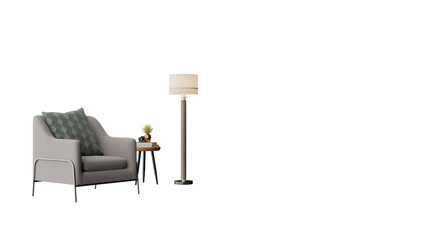 Fototapeta premium a chair and a table with a lamp on it