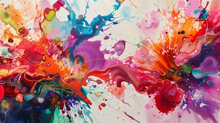 Playful splashes of color burst forth from the canvas, infusing the artwork with a sense of joy and vitality that sparks the imagination
