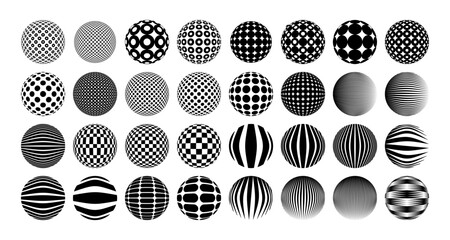 Digital technology abstract circle sphere logo design set