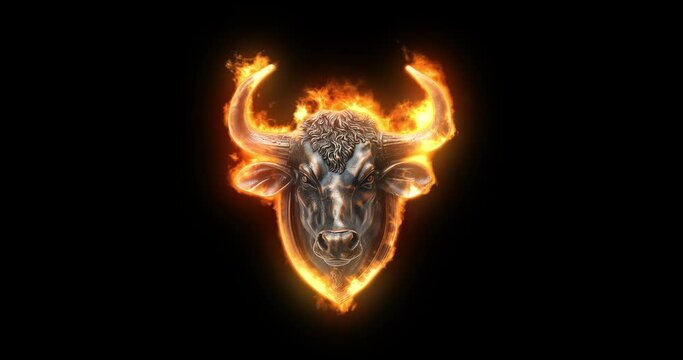 bull head on fire 