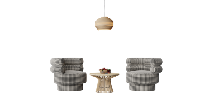 a couple of chairs sitting next to a table