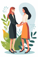 Female Business Partners Shaking Hands in Respectful Greeting