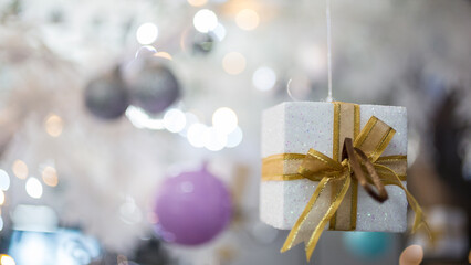 christmas decoration with gift box and decorations