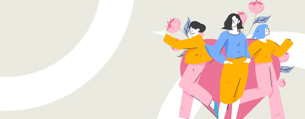 3.12 International Women's Day professional women flat character vector concept operation hand drawn illustration
