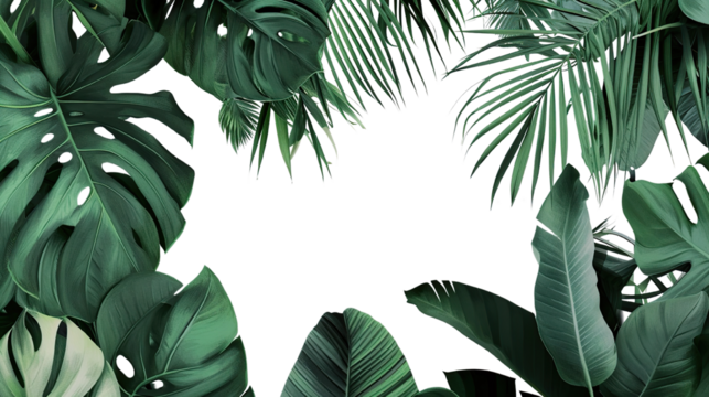 Jungle Leaves and Branches Couple on Transparent Background with Gray Accent