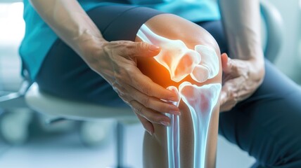 patient pain knee, inflammatory and swollen knee. generative ai