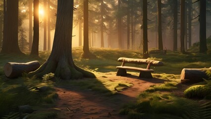 A quiet forest with a lonely atmosphere.