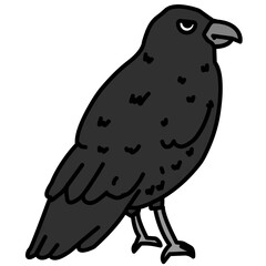 Cuervo, ilustración full color, icono de cuervo