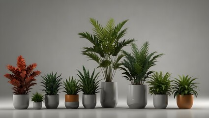 Set of beautiful plants in isolated on transparent background 3D render