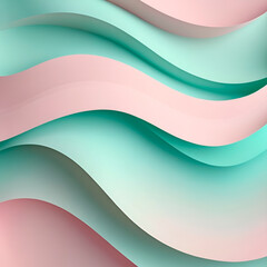 Abstract pink and mint pastel lines : minimalism 3D background