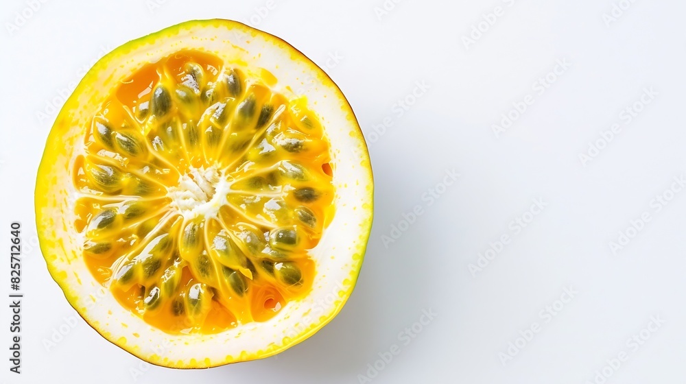 Poster Passion fruit slice isolated on white background top view : Generative AI