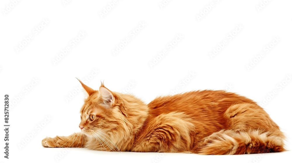 Poster red cat isolated on white background : generative ai
