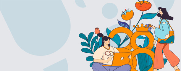 3.12 International Women's Day professional women flat character vector concept operation hand drawn illustration
