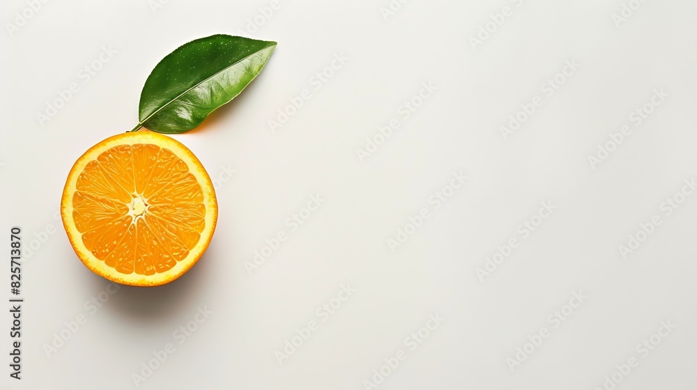 Aufkleber orange with leaf on a white background : generative ai